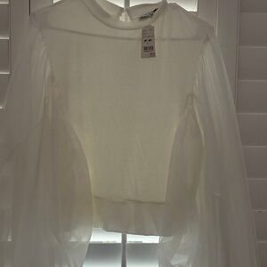 HYFVE White Sheer Sleeve Blouse